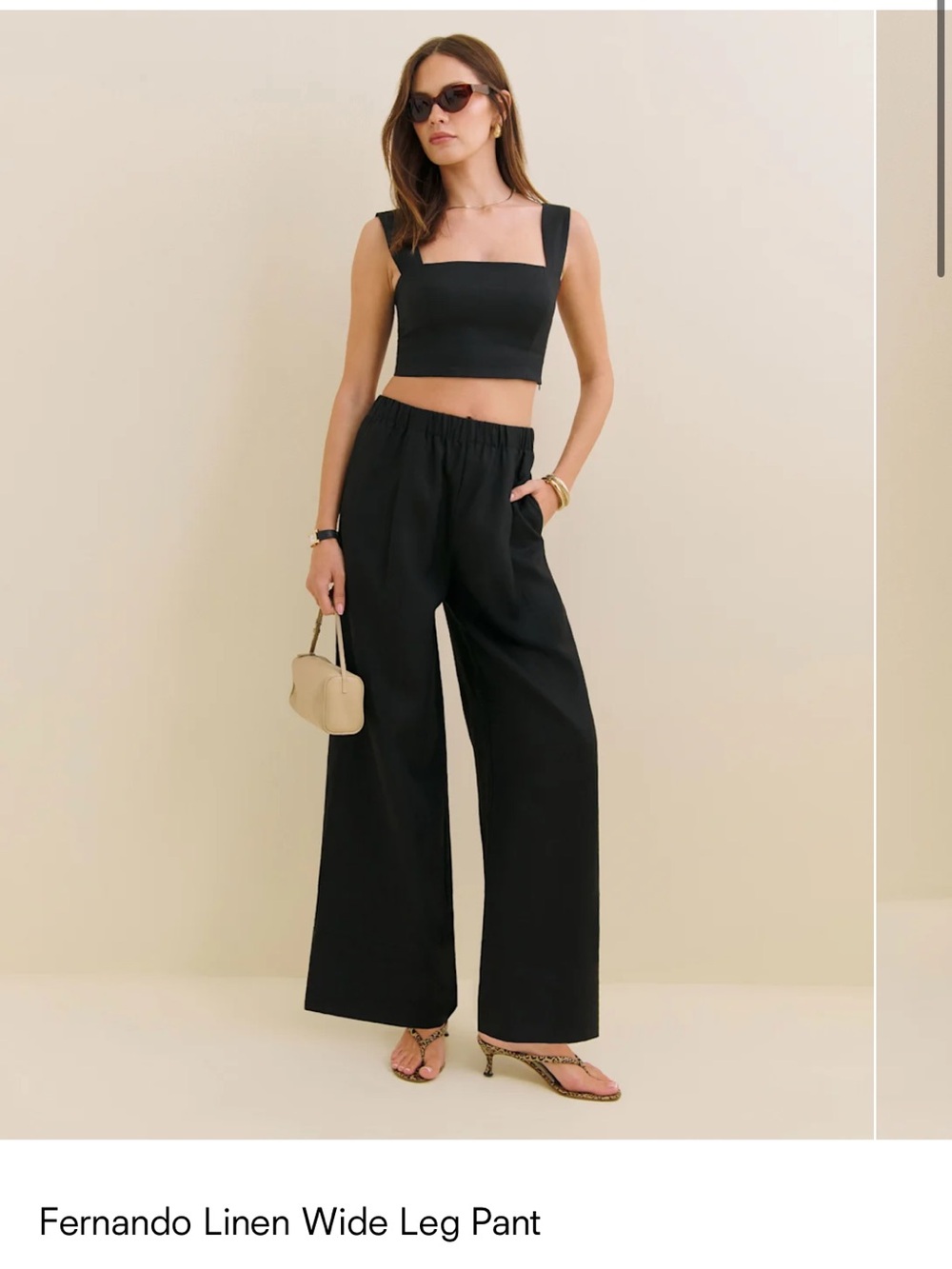 Reformation Fernando Linen Wide Leg Pants - Black
